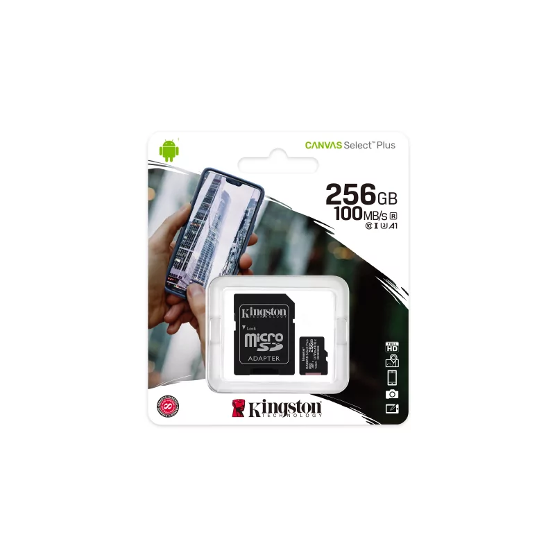 Kontrolsat - Kingston MicroSD Card - 256GB + SD Adapter - SDCS2/256GB