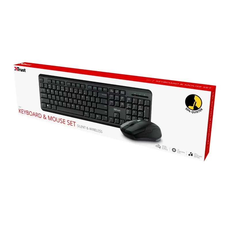 Kontrolsat - PT Trust Wireless Keyboard and Mouse - Black - 23942