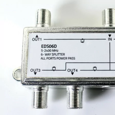 Satellite Splitter 6 Outputs - 5-2400MHZ (DC Through)