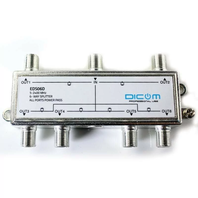 Satellite Splitter 6 Outputs - 5-2400MHZ (DC Through) Satellite Splitter 6 Outputs - 5-2400MHZ (DC Through)