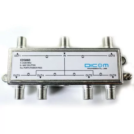 Satellite Splitter 6 Outputs - 5-2400MHZ (DC Through)