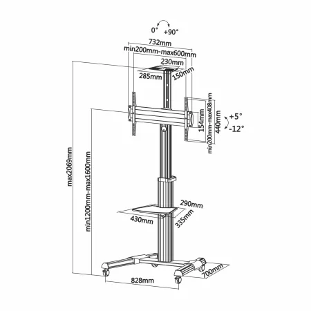 Kontrolsat - Suporte TV de Chão - 37-70 - Inclinavél com Rodas - Aisens - FT70TRE-037 - 50Kg Kontrolsat - Suporte TV de Chão - 37-70 - Inclinavél com Rodas - Aisens - FT70TRE-037 - 50Kg