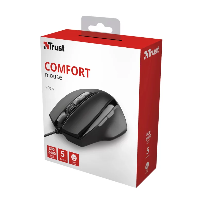 Kontrolsat - Trust Voca Comfort Mouse - 2400 DPI - Black