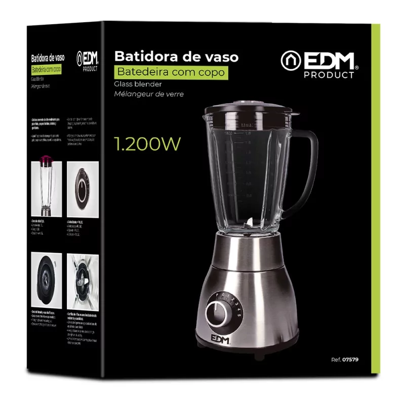 Kontrolsat - Liquidificador 1200w com copo de vidro 1,8 l ø18,5x43cm edm