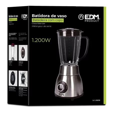 Kontrolsat - Liquidificador EDM - C/ Copo - 1.8L - 1200W - 07579 Kontrolsat - Liquidificador EDM - C/ Copo - 1.8L - 1200W - 07579