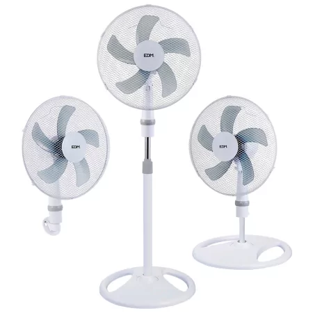 Kontrolsat - Standing / Wall / Portable Fan (3 in 1) - 107-130cm EDM - White - 45W Kontrolsat - Standing / Wall / Portable Fan (3 in 1) - 107-130cm EDM - White - 45W
