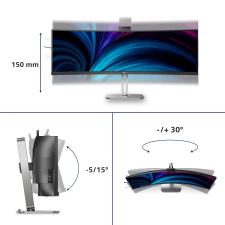 Kontrolsat - Philips Monitor 49B2U5900CH 48.8" LED UltraWide Dual QHD 75Hz Curved USB-C Webcam Kontrolsat - Philips Monitor 49B2U5900CH 48.8" LED UltraWide Dual QHD 75Hz Curved USB-C Webcam