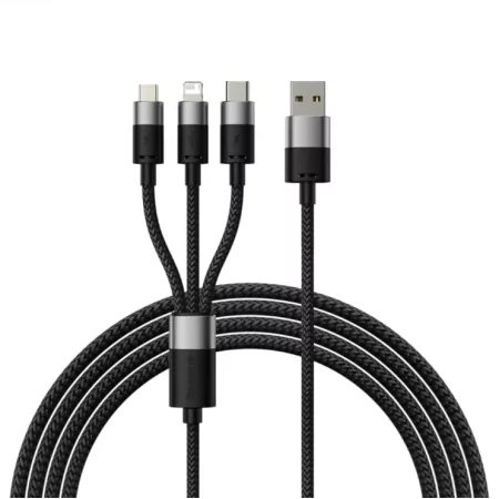 Kontrolsat - Cabo Baseus - (USB-A p/ USB-C - Micro USB - Lightning) - 1.2M - Preto Kontrolsat - Cabo Baseus - (USB-A p/ USB-C - Micro USB - Lightning) - 1.2M - Preto