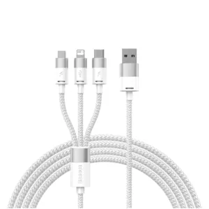 Kontrolsat - Baseus Cable - (USB-A to USB-C - MicroUSB - Lightning) - 1.2M - White