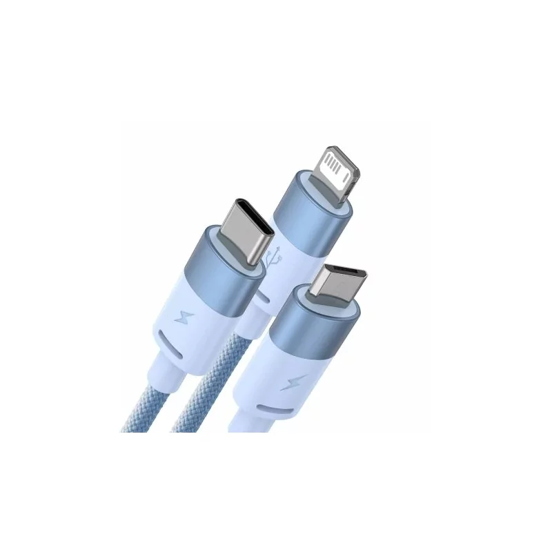 Kontrolsat - Cabo Baseus - (USB-A p/ USB-C - Micro USB - Lightning) - 1.2M - Azul