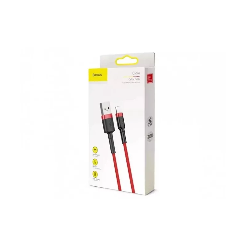 Kontrolsat - Baseus Cafule USB-A to Lightning Cable 3m - Red