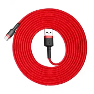 Kontrolsat - Cabo Baseus - USB-A p/ USB-C - 3A - 3M - Vermelho - CATKLF-U09