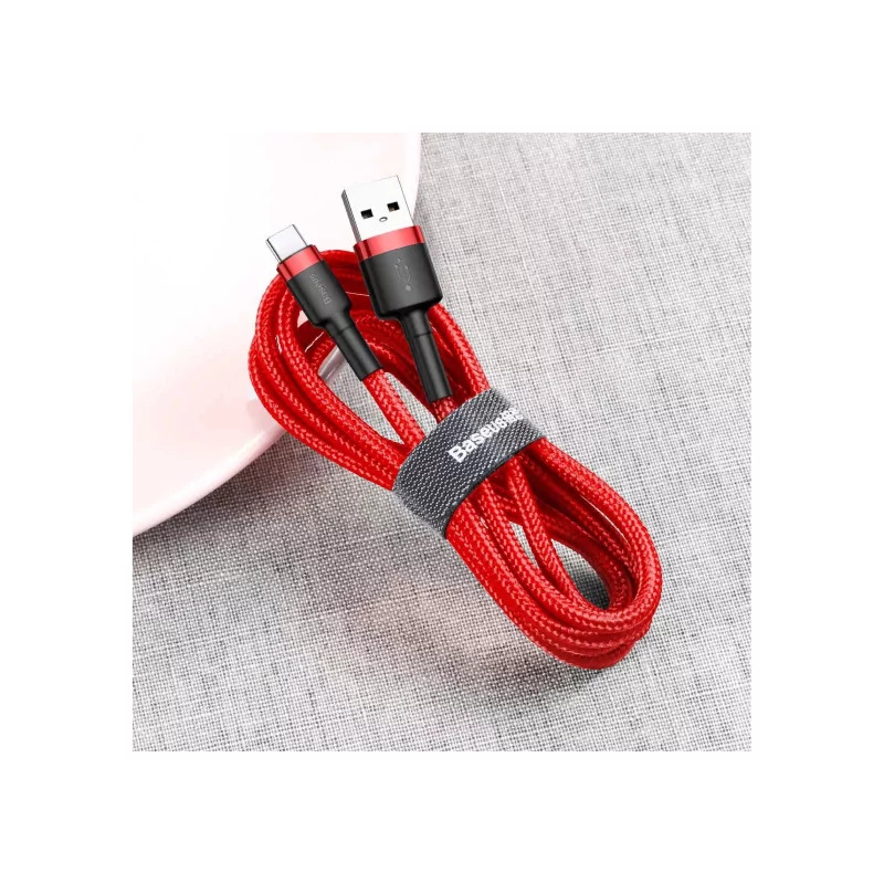 Kontrolsat - Cabo Baseus - USB-A p/ USB-C - 3A - 0.5M - Vermelho - CATKLF-A09