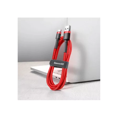 Kontrolsat - Cabo Baseus - USB-A p/ USB-C - 3A - 0.5M - Vermelho - CATKLF-A09 Kontrolsat - Cabo Baseus - USB-A p/ USB-C - 3A - 0.5M - Vermelho - CATKLF-A09