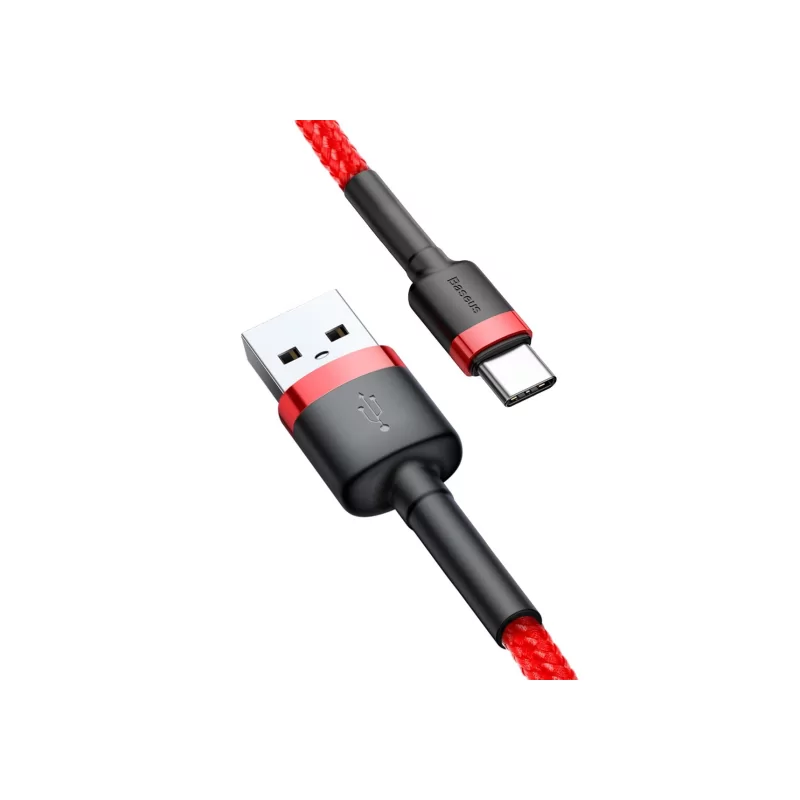 Kontrolsat - Cabo Baseus - USB-A p/ USB-C - 3A - 0.5M - Vermelho - CATKLF-A09