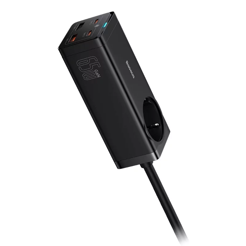 Kontrolsat - Baseus GaN3 Pro Fast Charger 65W Dual USB-C/USB-A Black + AC Socket
