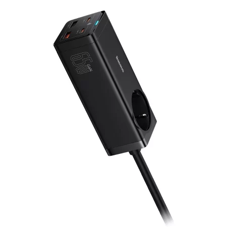 Kontrolsat - Baseus GaN3 Pro Fast Charger 65W Dual USB-C/USB-A Black + AC Socket