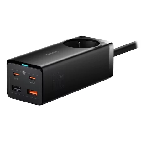 Kontrolsat - Baseus GaN3 Pro Fast Charger 65W Dual USB-C/USB-A Black + AC Socket