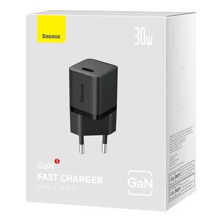 Kontrolsat - Baseus GaN5 Fast Charger (Mini) USB-C 30W - Black Kontrolsat - Baseus GaN5 Fast Charger (Mini) USB-C 30W - Black