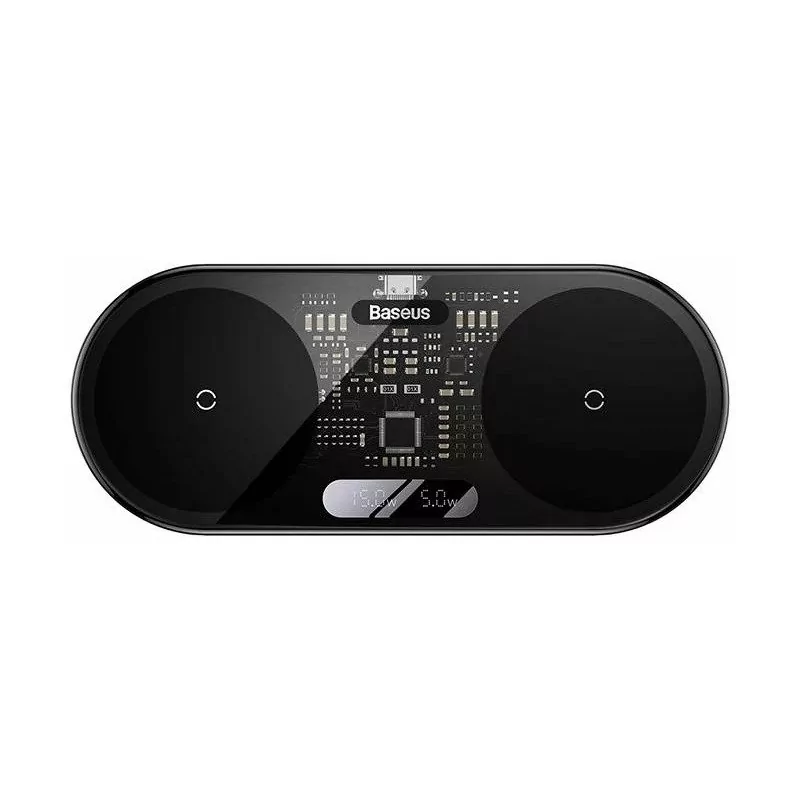 Kontrolsat - Carregador Wireless Baseus Dual USB-C 20W - Preto Kontrolsat - Carregador Wireless Baseus Dual USB-C 20W - Preto