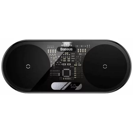 Kontrolsat - Baseus Dual USB-C 20W Wireless Charger - Black Kontrolsat - Baseus Dual USB-C 20W Wireless Charger - Black