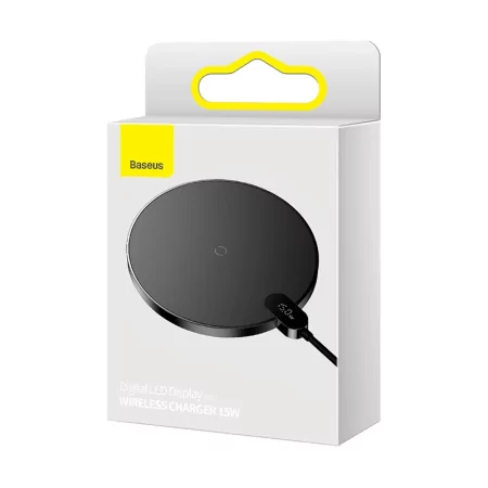 Kontrolsat - Baseus Digital LED 15W Wireless Charger - Black Kontrolsat - Baseus Digital LED 15W Wireless Charger - Black