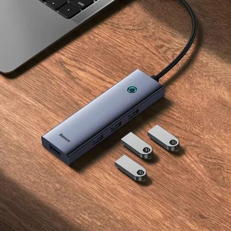 Kontrolsat - Adaptador USB-C Baseus Flite (1xHdmi 4K@30Hz + 4xUsb 3.0) Cinza Kontrolsat - Adaptador USB-C Baseus Flite (1xHdmi 4K@30Hz + 4xUsb 3.0) Cinza
