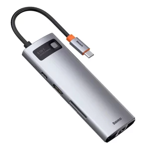 Kontrolsat - Hub USB-C Baseus Metal Gleam 8-em-1 4K 30Hz Cinza