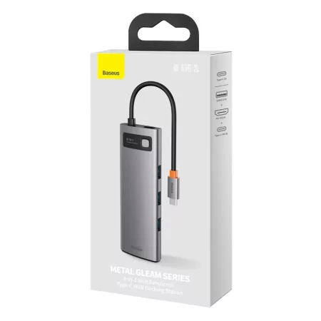 Kontrolsat - Hub USB-C Baseus Metal Gleam 8-em-1 4K 30Hz Cinza Kontrolsat - Hub USB-C Baseus Metal Gleam 8-em-1 4K 30Hz Cinza