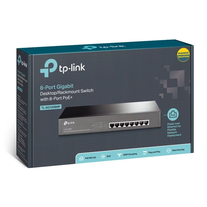 Kontrolsat - Switch TP-Link PoE 8portas - TL-SG1008MP