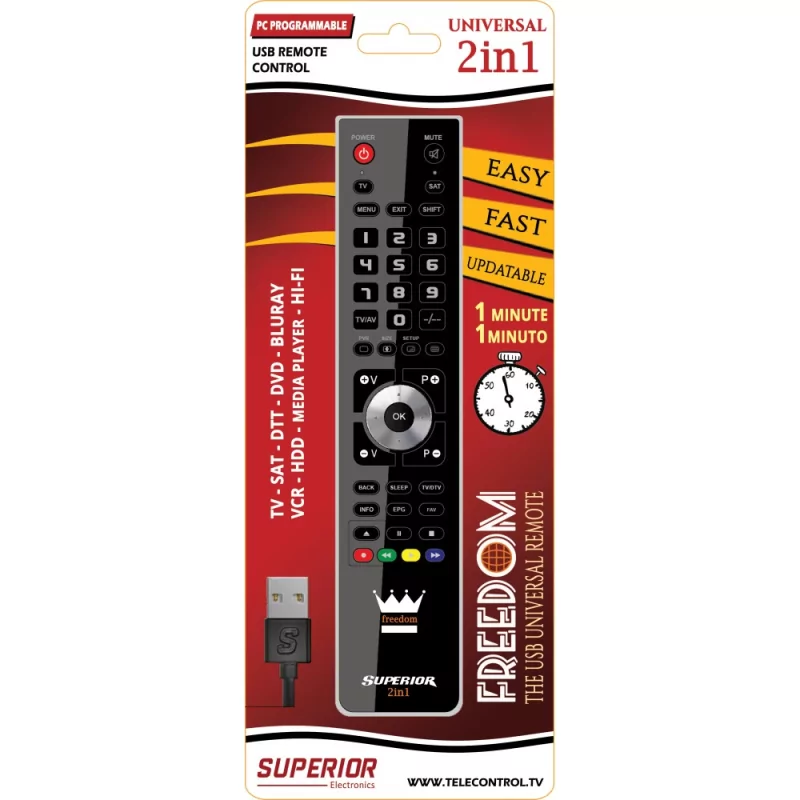 Kontrolsat - Comando Programável Superior - (TV - SAT) - FREEDOM-USB2:1BK