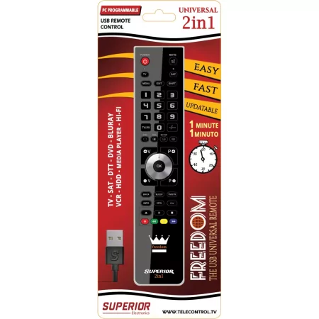 Kontrolsat - Top Programmable Remote Control - (TV - SAT - DTT - DVD) - FREEDOM-USB2:1BK