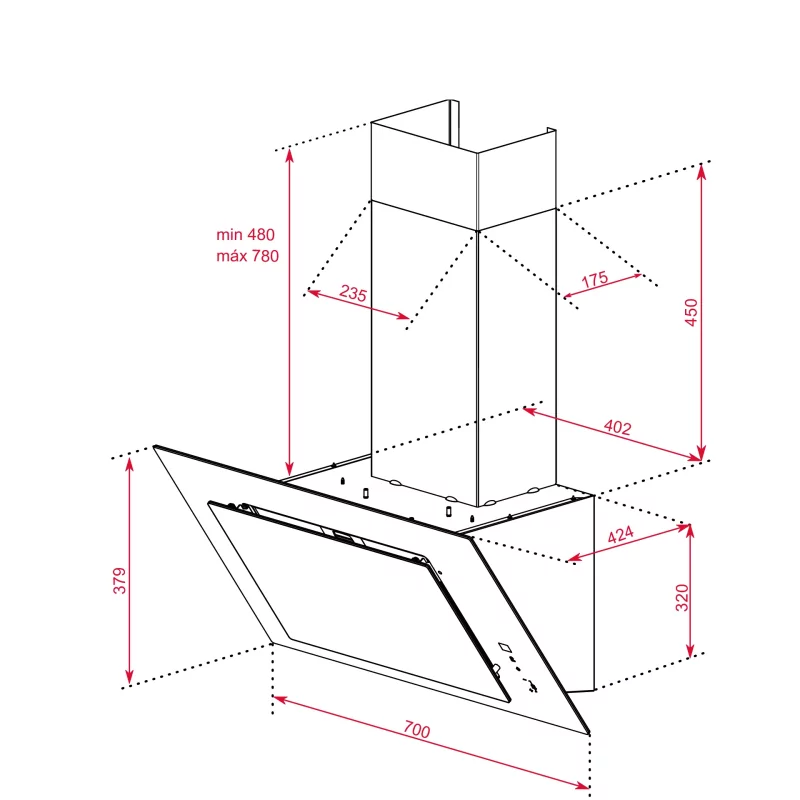 Kontrolsat - Teka DVT 78660 TBS Vertical Decorative Chimney - White (70 cm - 698 m³/h - Class A)