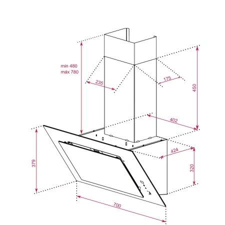 Kontrolsat - Teka DVT 78660 TBS Vertical Decorative Chimney - White (70 cm - 698 m³/h - Class A)