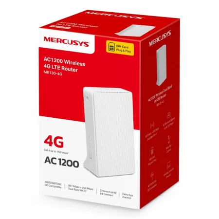 Kontrolsat - Router 4G LTE Wireless AC1200 Dual Band Mercusys - MB130-4G Kontrolsat - Router 4G LTE Wireless AC1200 Dual Band Mercusys - MB130-4G
