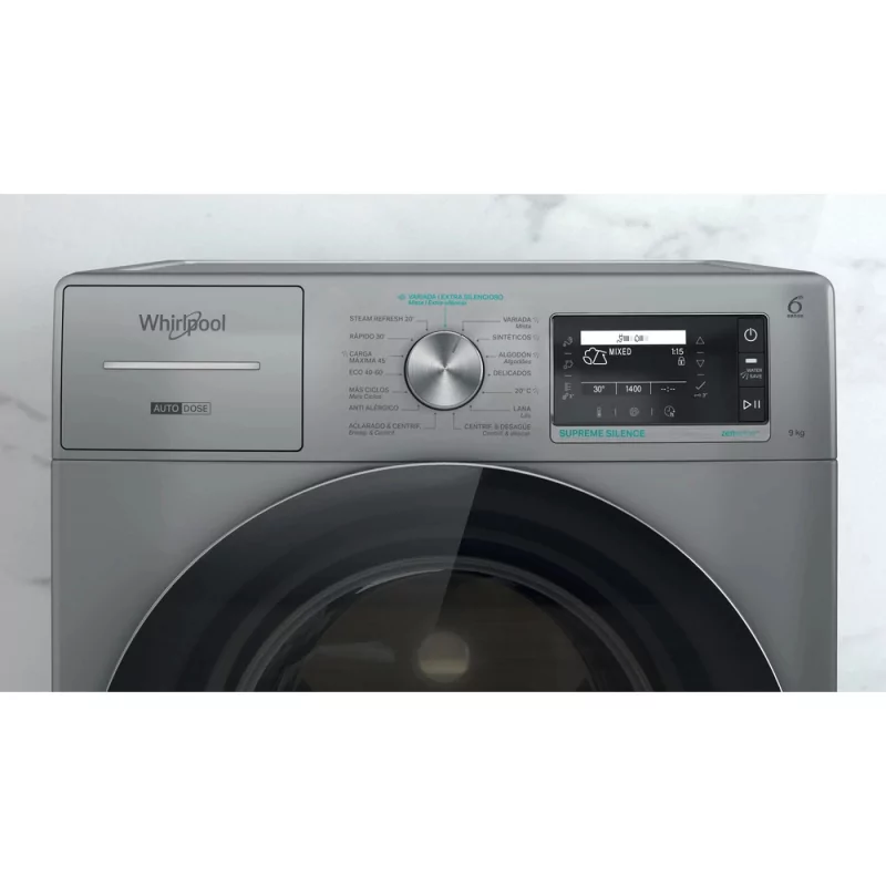 Kontrolsat - Máquina Lavar Roupa Whirlpool - 8Kg 1400rpm Inverter Look Inox - W8 W946SR SPT