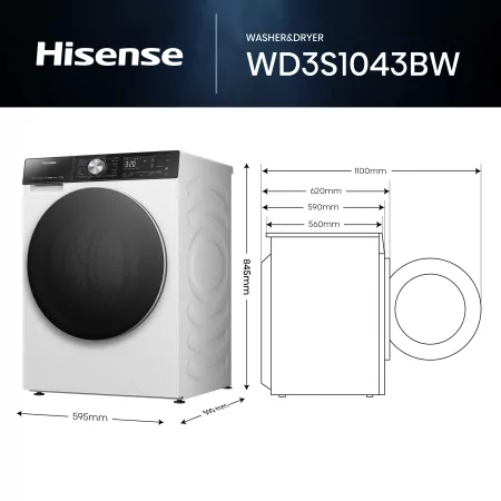 Kontrolsat - Hisense Washing Machine - (10.5kg - 1400rpm) - WF5S1045BW Kontrolsat - Hisense Washing Machine - (10.5kg - 1400rpm) - WF5S1045BW