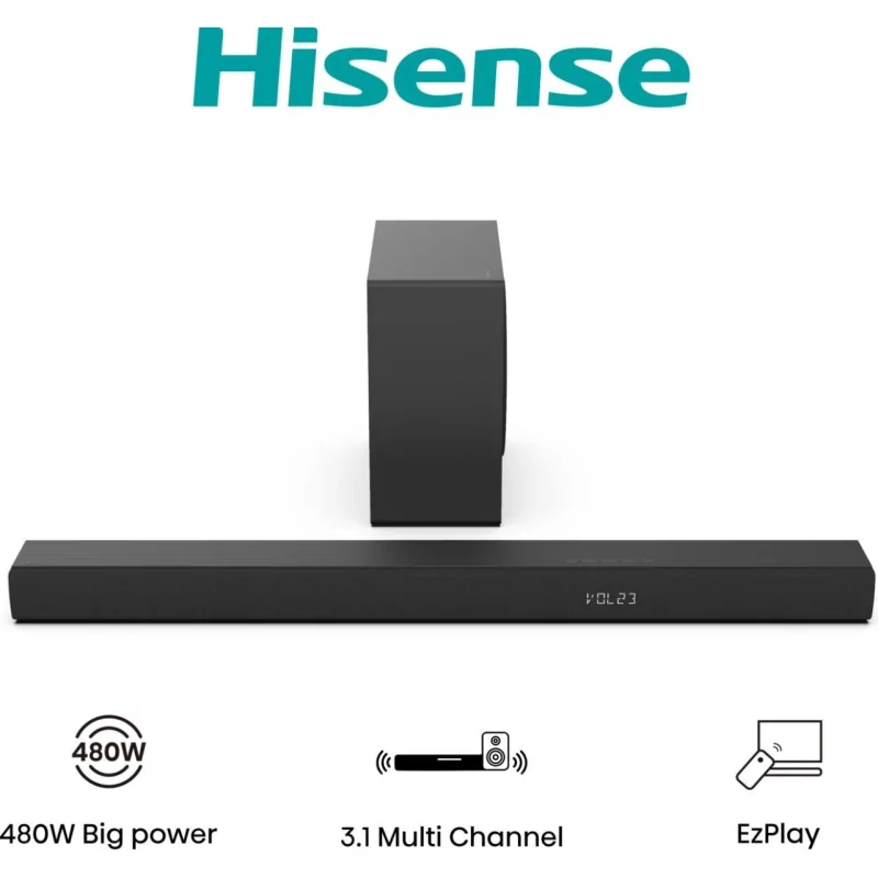 Kontrolsat - Hisense Soundbar 3.1 - Soundbar + Subwoofer - 480W - HS3100