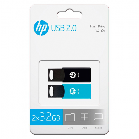 Pack 2 Pendrive HP 32GB USB 2.0 Preto/Azul|HP|4712847098534