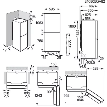 Kontrolsat - AEG RCB632E9MU Fridge Freezer (330L - Class E - Inox) Kontrolsat - AEG RCB632E9MU Fridge Freezer (330L - Class E - Inox)