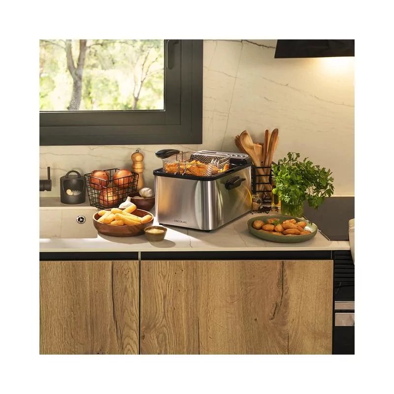 Kontrolsat - Fritadeira a óleo Cecotec - ( 3270 W - Filtro - Inox ) Cleanfry Luxury 4000