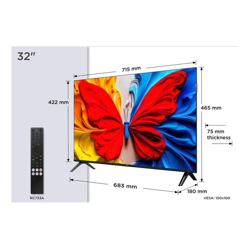Kontrolsat - Televisor Smart TV TCL 32S5K QLED de 32'' (81 cm) Full HD - Wi-Fi - Google TV