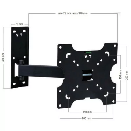 Suporte TV Vontech 22-32" Braço Inclinável KT-320 HT PRO