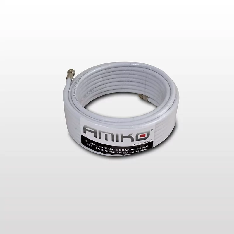 Amiko Coaxial Cable RG6 10M - 75dB Shielding, White Amiko Coaxial Cable RG6 10M - 75dB Shielding, White