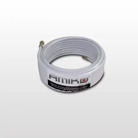 Cabo Coaxial Amiko RG6 10M - Alta Blindagem 75dB, Branco