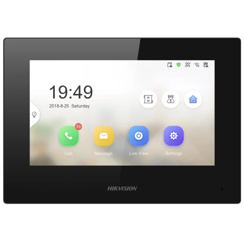 Kontrolsat - Monitor Interior de Vídeoporteiro Hikvision DS-KH6320-LE1 (Preto) – Ecrã 7” Touch, PoE, Áudio Bidirecional
