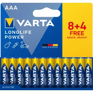 Kontrolsat - Pilhas Varta Alcalina Longlife Power AAA - LR03 (Cartão Blister) - 12 unidades