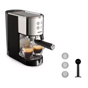 Kontrolsat - Coffee Machine Semi-automatic Espresso Machine Krups Virtuoso XP444C10 (15 bar - Stainless Steel + Black)