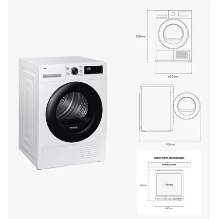 Kontrolsat - Máquina de Secar Roupa Samsung 9kg Bomba de Calor - DV90DG52A0AEEP Kontrolsat - Máquina de Secar Roupa Samsung 9kg Bomba de Calor - DV90DG52A0AEEP