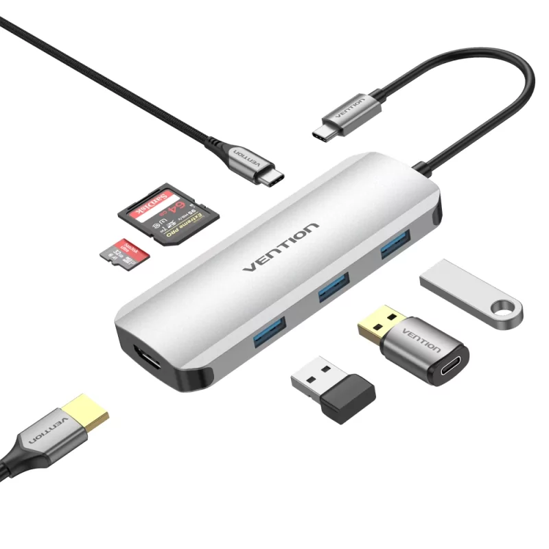 Kontrolsat - Vention 7-in-1 USB-C Docking Station - TOJHB Kontrolsat - Vention 7-in-1 USB-C Docking Station - TOJHB